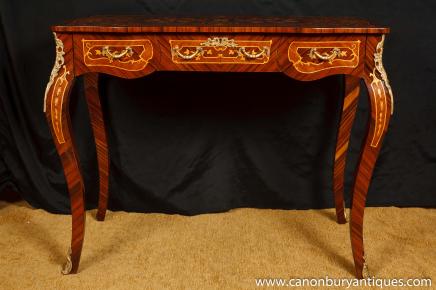 Louis XV Bureau Plat Desk Writing Table Marquetry Inlay Dressing Tables